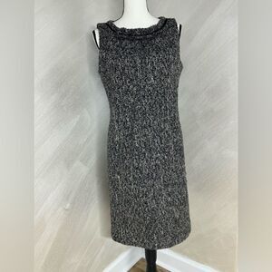 Talbots Black and Gray Tweed Midi Dress